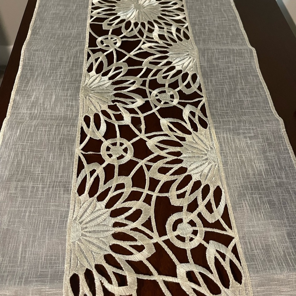 Elegant Cream Table Runner 68” long
